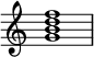  { \override Score.TimeSignature #'stencil = ##f \relative c'' { \clef treble \time 4/4 <g b d f>1 } } 