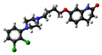Ball-and-stick model of the aripiprazole molecule