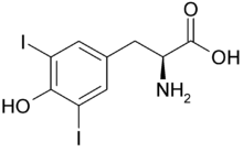 Skeletal formula of diiodotyrosine