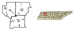 Location of McKenzie in Weakley County, Tennessee.