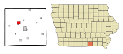 Location of Mystic, Iowa