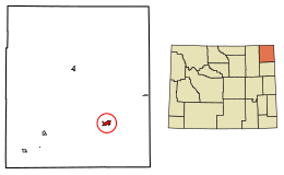 Location of Sundance in Crook County, Wyoming.