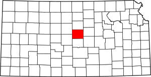 Map of Kansas highlighting Ellsworth County