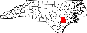 Map of North Carolina highlighting Duplin County