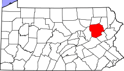Map of Pennsylvania highlighting Luzerne County
