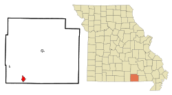 Location of Thayer, Missouri
