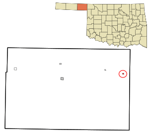 Location in Beaver County and state of Oklahoma.