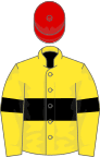 Yellow, Black hoop and armlets, Red cap