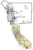 Location of Encinitas in San Diego County, California