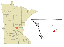 Location of Foley within Benton County and state of Minnesota