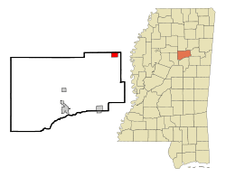 Location of Mantee, Mississippi