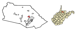 Location of Barrackville in Marion County, West Virginia.