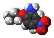 Space-filling model of the 5-nitro-2-propoxyaniline molecule