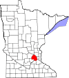 State map highlighting Hennepin County