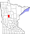 State map highlighting Wadena County