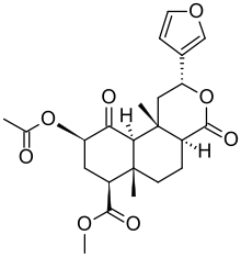 A chemical structure diagram showing benzene rings and various bonding with oxygen and hydrogen molecules
