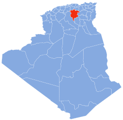 Map of Algeria highlighting M'Sila