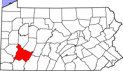 Map of Pennsylvania highlighting Westmoreland County