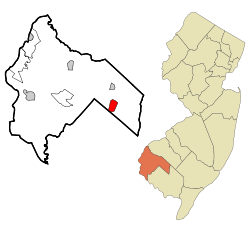 Map of Olivet in Salem County. Inset: Location of Salem County in New Jersey.