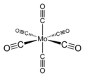 Stereo, skeletal formula of molybdenum hexacarbonyl