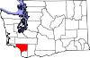 State map highlighting Cowlitz County