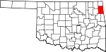State map highlighting Delaware County