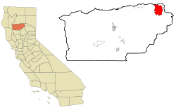 Location in Tehama County and the state of California