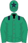 Green, dark blue epaulettes, green sleeves, green cap, dark blue star