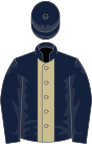 Dark blue, beige stripe