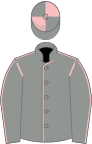 Grey, pink seams, quartered cap