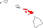 State map highlighting Maui County