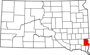 Map of South Dakota highlighting Lincoln County