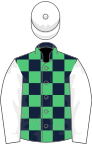 DARK BLUE and EMERALD GREEN CHECK, white sleeves and cap