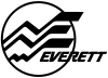 A circle interrupted by three jagged lines that resemble a mountain and waves. The word "Everett" sits at the bottom-right corner of the seal.