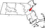 State map highlighting Suffolk County