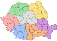 Map of the administrative divisions of Romania
