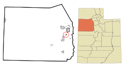 Location in Tooele County and the state of Utah