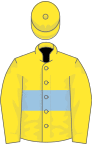 Yellow, light blue hoop