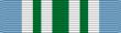 A multicolored military ribbon. From left to right the color patellow stripe, thin red stripe, thin white stripe, thin blue stripe, very thick yellow stripe, very thick red stripe