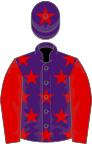 Purple, red stars and sleeves, star on cap