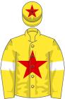 Yellow, red star, yellow sleeves, white armlets, yellow cap, red star