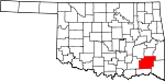State map highlighting Pushmataha County