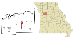 Location of Higginsville, Missouri