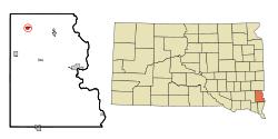 Location in Lincoln County and the state of South Dakota