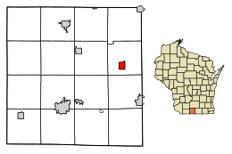 Location of Albany in Green County, Wisconsin.