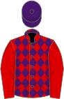 RED and PURPLE DIAMONDS, red sleeves, purple cap