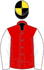 Red, White sleeves, Black and Yellow quartered cap