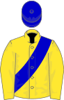 Yellow, blue sash and cap