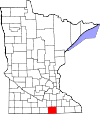State map highlighting Freeborn County