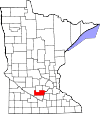 State map highlighting Sibley County